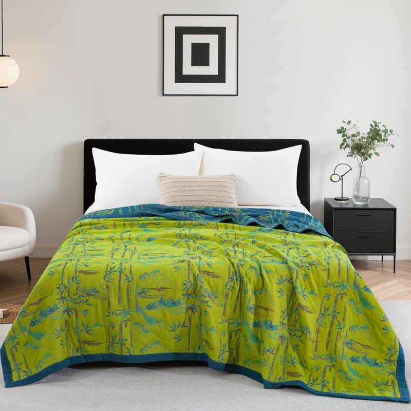 Trapunta reversibile in cotone naturale di bambù - Verde - Trapunta - Matrimoniale Extra Lungo - image 16