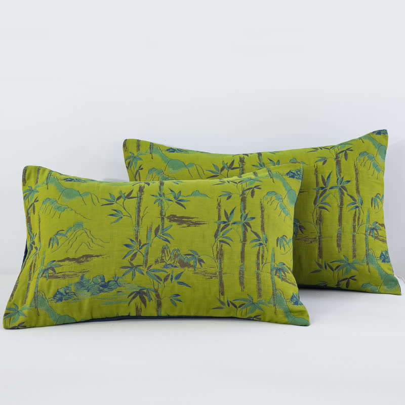 Trapunta reversibile in cotone naturale di bambù - Verde - 2 federe - 51cm x 91cm - image 19