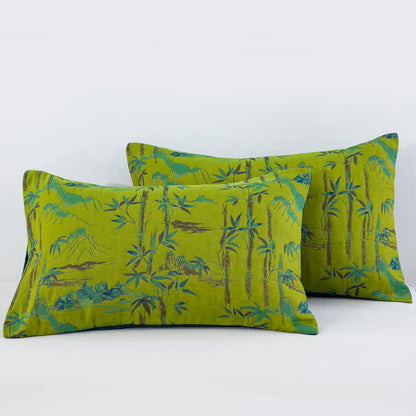 Trapunta reversibile in cotone naturale di bambù - Verde - 2 federe - 51cm x 91cm - image 19