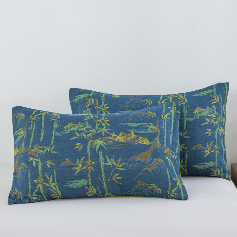 Trapunta reversibile in cotone naturale di bambù - Blu - 2 federe - 51cm x 91cm - image 6