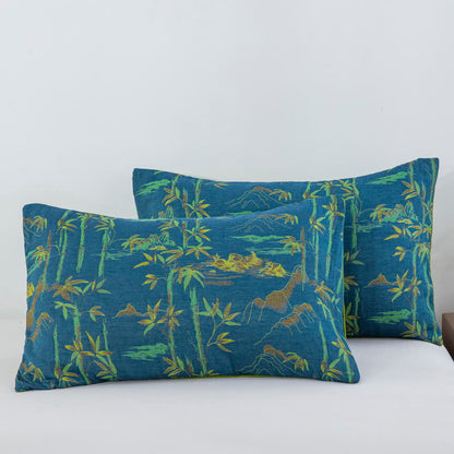 Trapunta reversibile in cotone naturale di bambù - Blu - 2 federe - 51cm x 91cm - image 6