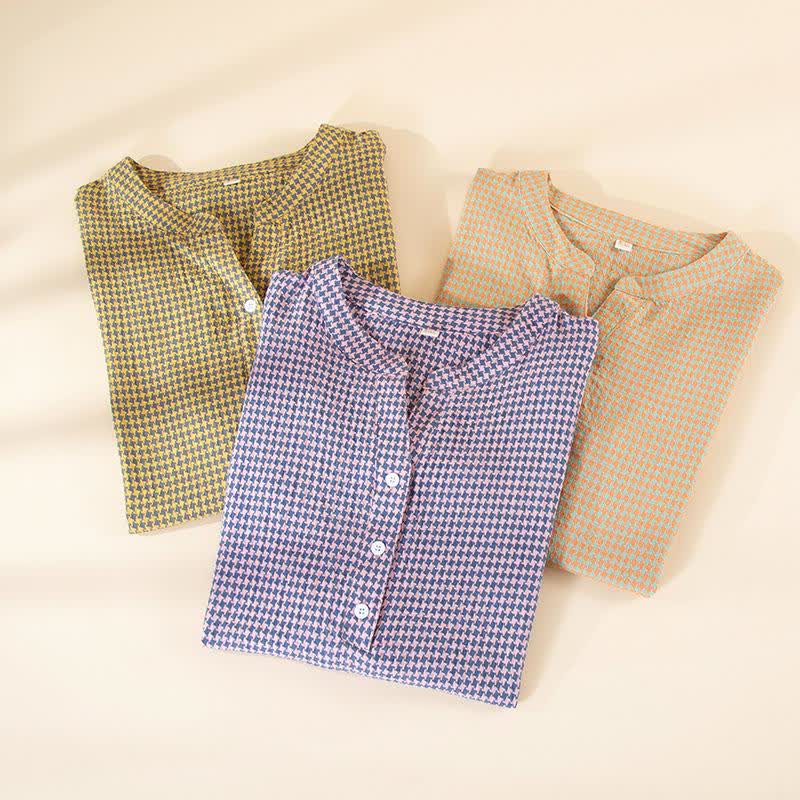 Camicia da notte in garza di cotone naturale pied de poule - image 1