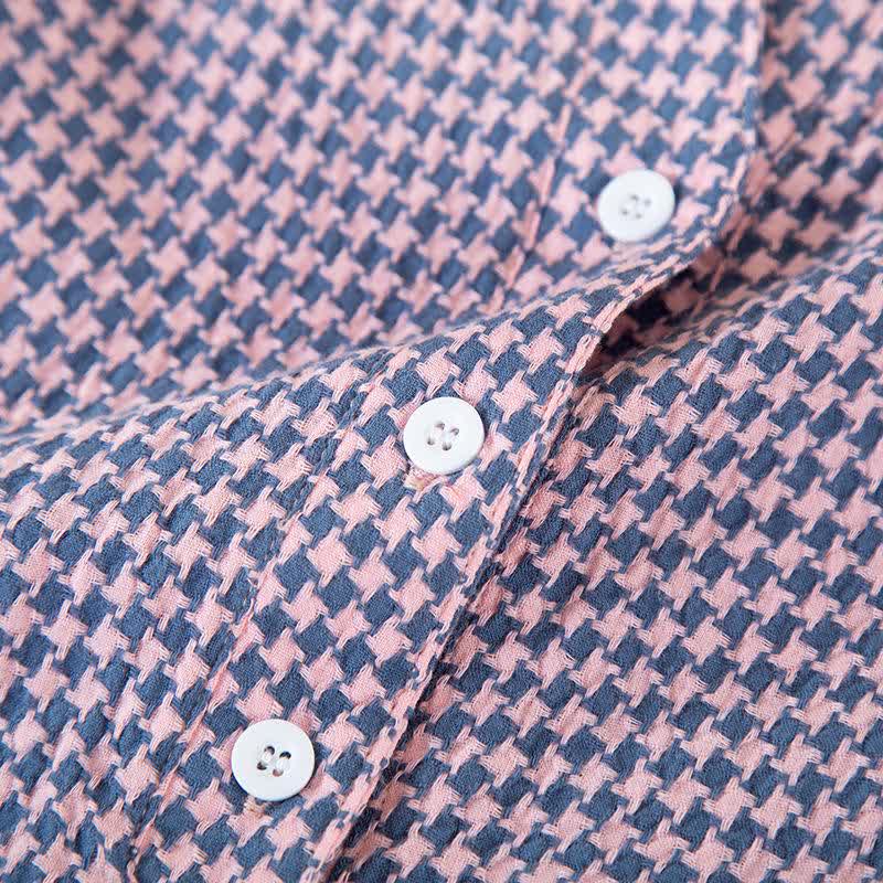 Camicia da notte in garza di cotone naturale pied de poule - image 5