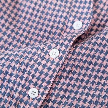 Camicia da notte in garza di cotone naturale pied de poule - image 5