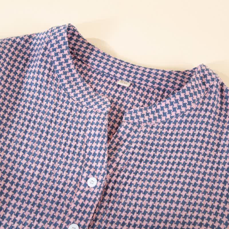 Camicia da notte in garza di cotone naturale pied de poule - image 4