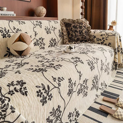 Coperta da divano in ciniglia con motivo floreale a rami - image 1