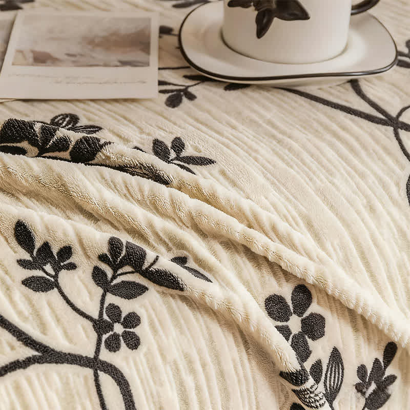 Coperta da divano in ciniglia con motivo floreale a rami - image 3