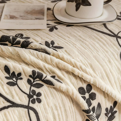 Coperta da divano in ciniglia con motivo floreale a rami - image 3