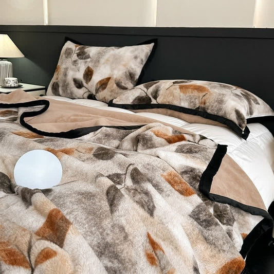Coperta reversibile con stampa a foglie - Matrimoniale - image 0