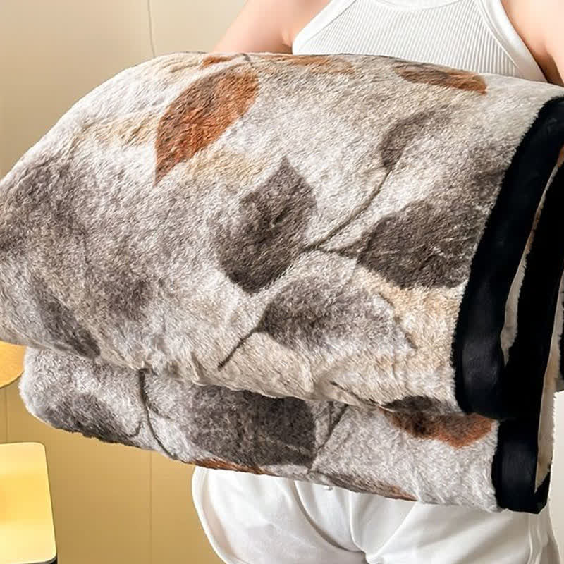 Coperta reversibile con stampa a foglie - image 3