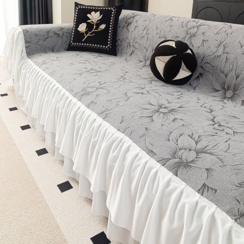 Protezione per divano Chenille Lily Ruffle - Grigio scuro - 180cm x 340cm - image 2