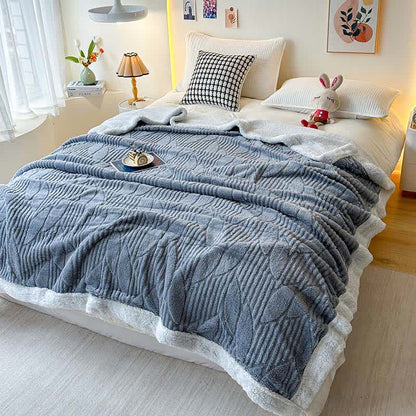 Coperta Sherpa con trama a foglia - Grigio - Matrimoniale - image 9