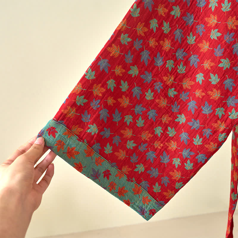 Kimono in cotone biologico con foglia d'acero - image 11