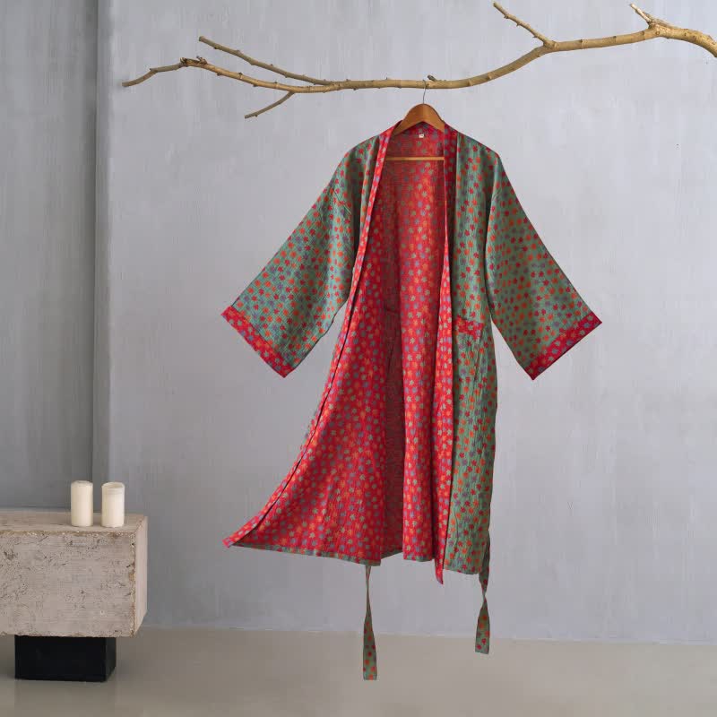 Kimono in cotone biologico con foglia d'acero - Verde - 2XL - image 14