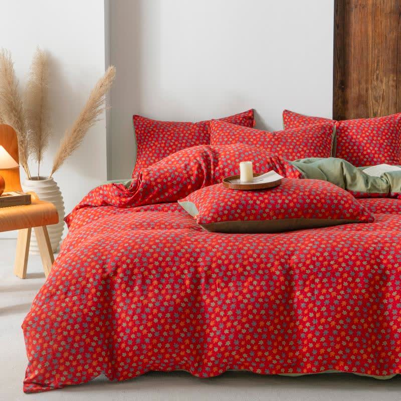 Set di biancheria da letto in garza di cotone con foglia d'acero (4 pezzi) - image 1
