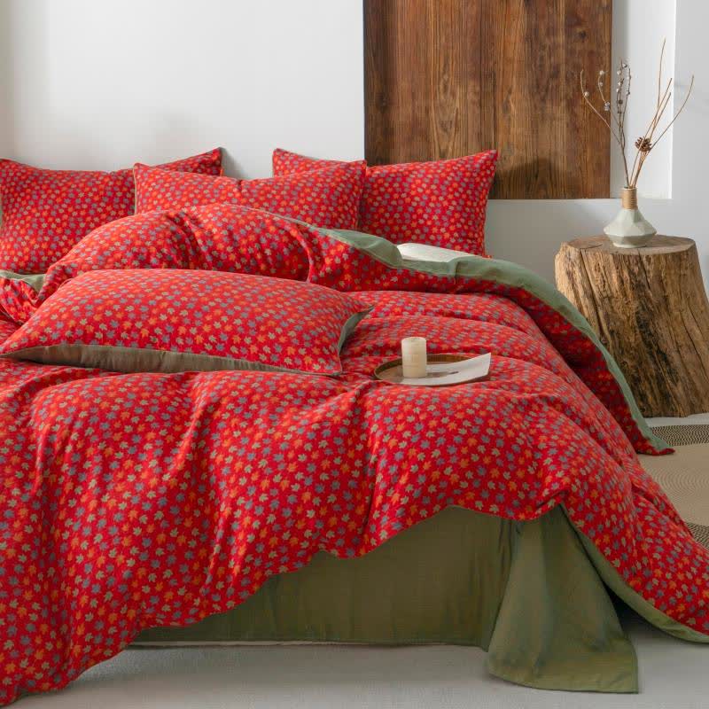 Set di biancheria da letto in garza di cotone con foglia d'acero (4 pezzi) - image 2