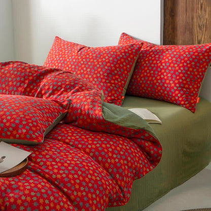 Set di biancheria da letto in garza di cotone con foglia d'acero (4 pezzi) - image 3