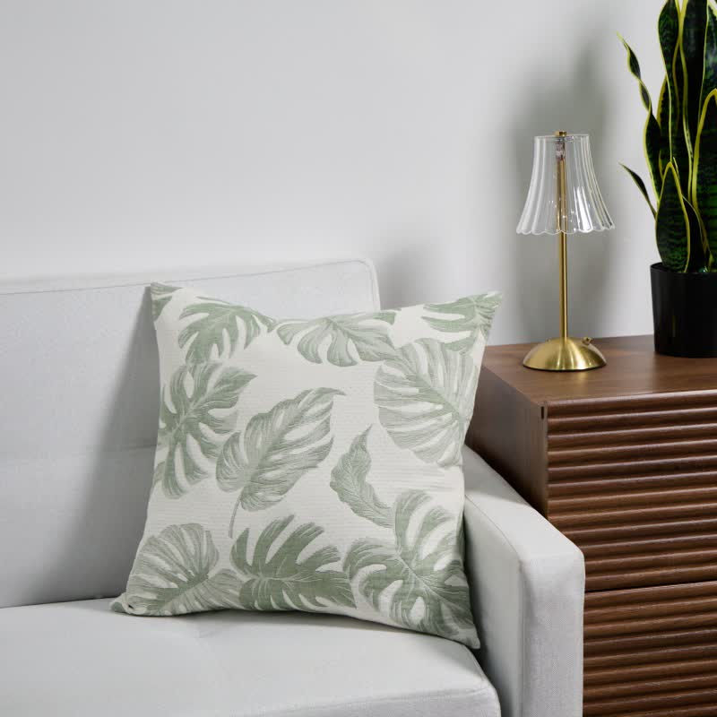 Federe quadrate in jacquard di garza di cotone Monstera (2 pezzi) - 2x Verde chiaro - 45cm x 45cm - image 2