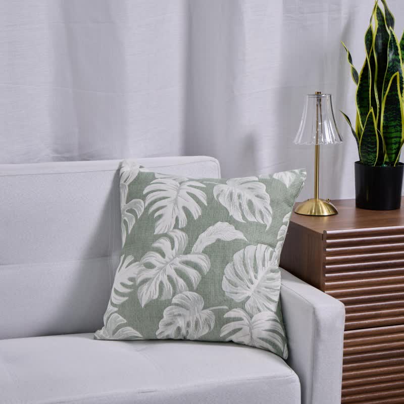 Federe quadrate in jacquard di garza di cotone Monstera (2 pezzi) - 2x Verde scuro - 45cm x 45cm - image 4