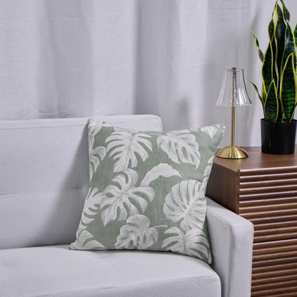 Federe quadrate in jacquard di garza di cotone Monstera (2 pezzi) - 2x Verde scuro - 45cm x 45cm - image 4