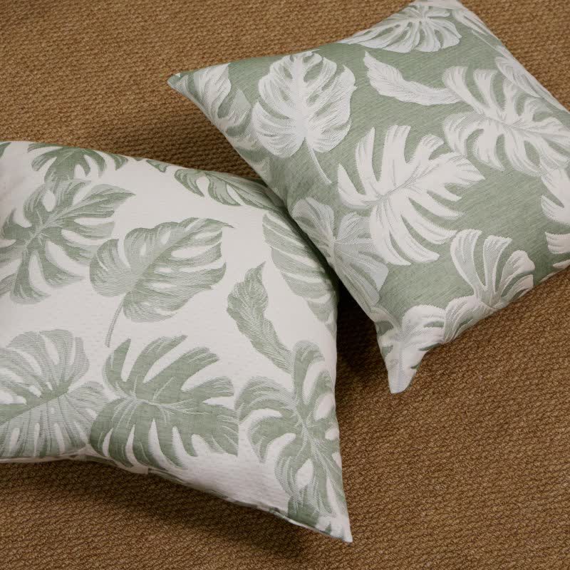 Federe quadrate in jacquard di garza di cotone Monstera (2 pezzi) - image 1