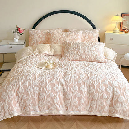 Coperta copripiumino calda floreale - 2 federe - Rosa - 48cm x 74cm - image 0