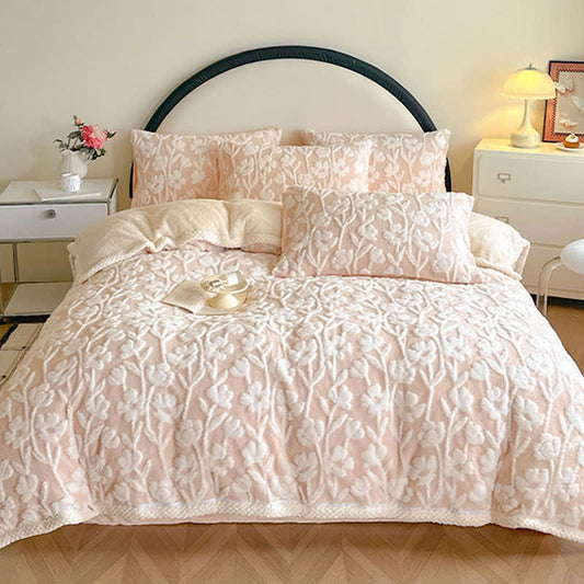 Coperta copripiumino calda floreale - 2 federe - Rosa - 48cm x 74cm - image 0