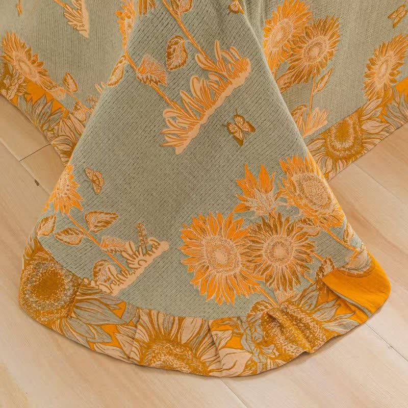 Set di biancheria da letto reversibile in garza di cotone girasole (4 pezzi) - image 7