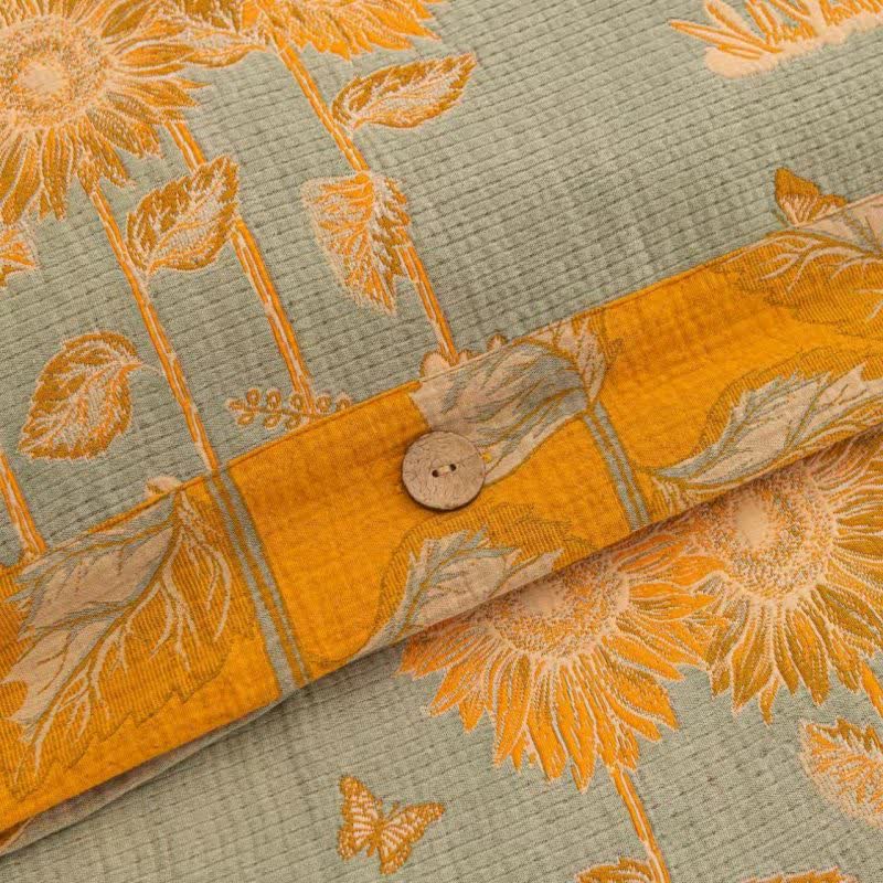 Set di biancheria da letto reversibile in garza di cotone girasole (4 pezzi) - image 5
