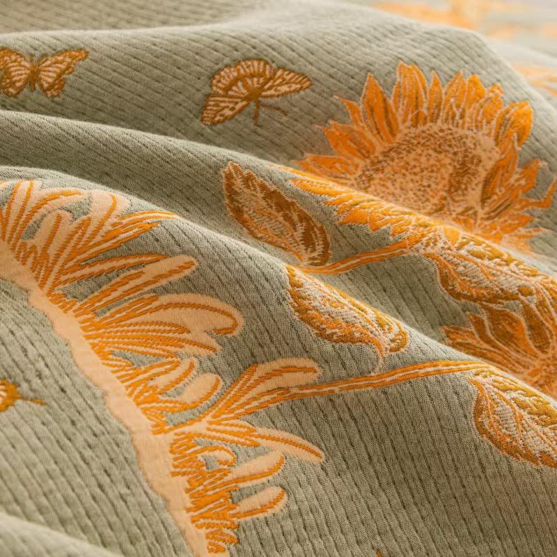 Set di biancheria da letto reversibile in garza di cotone girasole (4 pezzi) - image 9