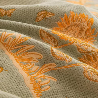 Set di biancheria da letto reversibile in garza di cotone girasole (4 pezzi) - image 9