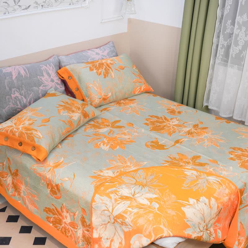 Set di biancheria da letto in garza di cotone Dahlia (4 pezzi) - image 1