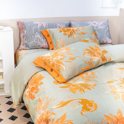 Set di biancheria da letto in garza di cotone Dahlia (4 pezzi) - image 3