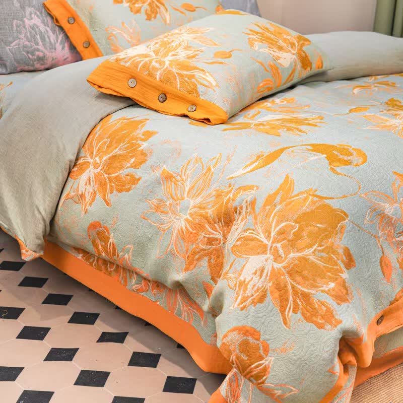 Set di biancheria da letto in garza di cotone Dahlia (4 pezzi) - image 4