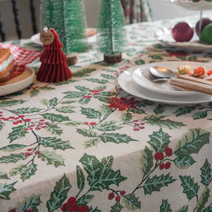 Tovaglia jacquard con foglie di agrifoglio ispirata al Natale - image 10