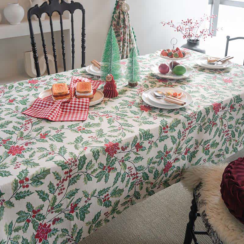 Tovaglia jacquard con foglie di agrifoglio ispirata al Natale - image 5