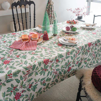 Tovaglia jacquard con foglie di agrifoglio ispirata al Natale - image 5