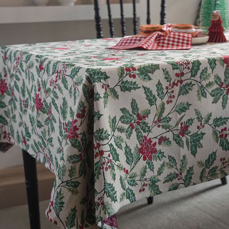 Tovaglia jacquard con foglie di agrifoglio ispirata al Natale - image 7