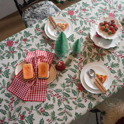Tovaglia jacquard con foglie di agrifoglio ispirata al Natale - image 6