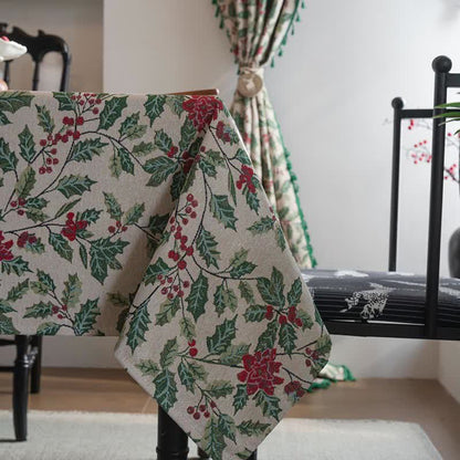 Tovaglia jacquard con foglie di agrifoglio ispirata al Natale - image 9