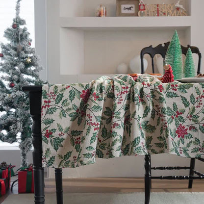 Tovaglia jacquard con foglie di agrifoglio ispirata al Natale - image 4