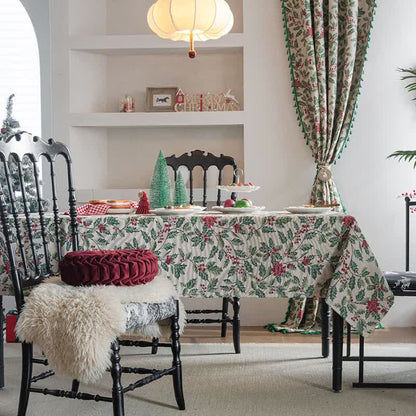 Tovaglia jacquard con foglie di agrifoglio ispirata al Natale - image 2