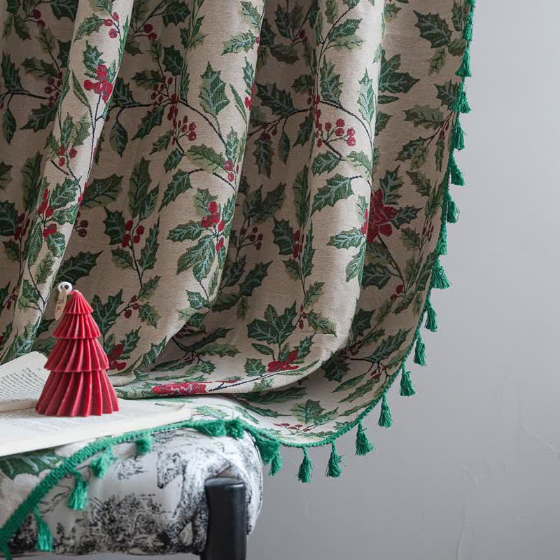 Tenda con nappe a forma di foglia di agrifoglio ispirata al Natale - image 7
