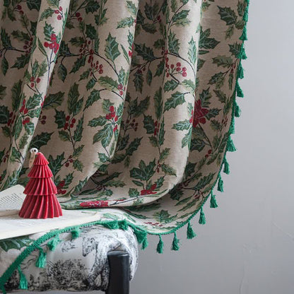 Tenda con nappe a forma di foglia di agrifoglio ispirata al Natale - image 7
