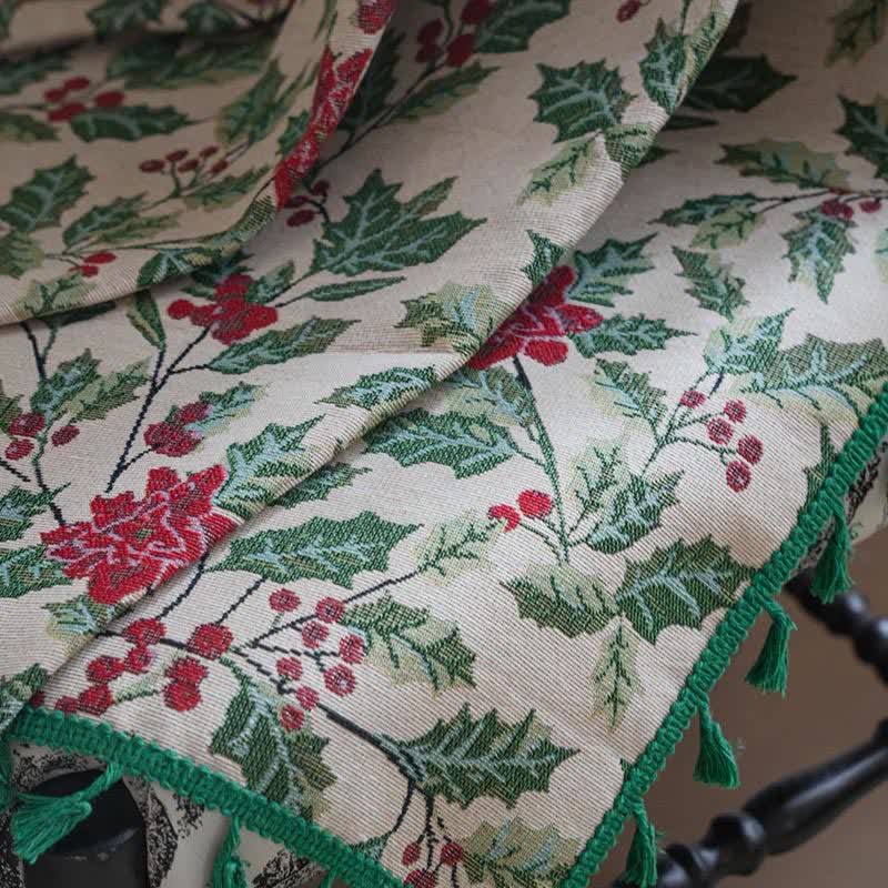 Tenda con nappe a forma di foglia di agrifoglio ispirata al Natale - image 9