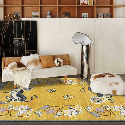 Tappeto morbido vintage con tigre e fiori - image 1