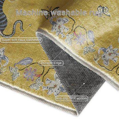 Tappeto morbido vintage con tigre e fiori - image 4