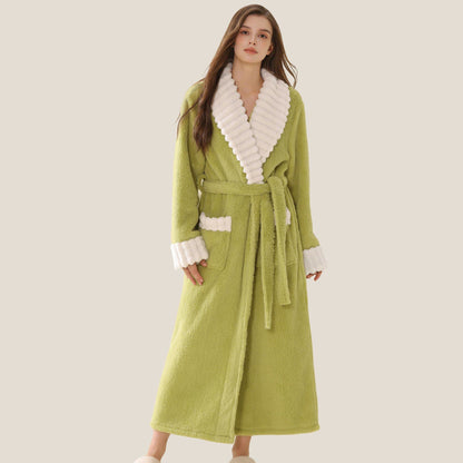 Accappatoio lungo in pile di peluche con tasche - Verde - XL - image 2