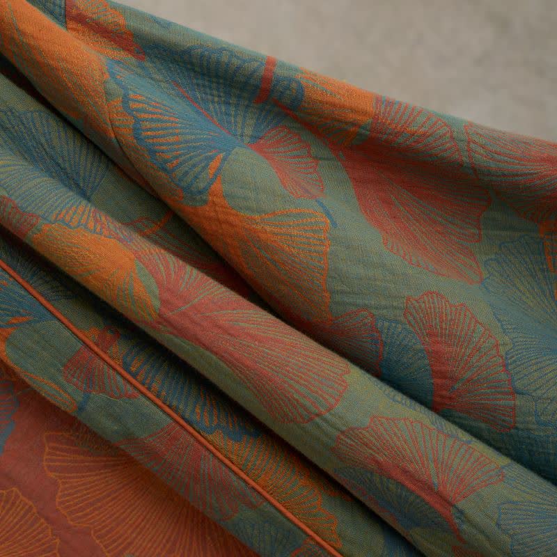 Kimono in cotone con stampa a foglie di ginkgo - image 4