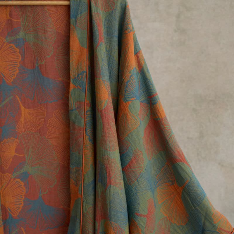 Kimono in cotone con stampa a foglie di ginkgo - image 5